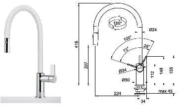 Кухонный кран Franke AMBIENT PULL-OUT 115.0289.532, капучино
