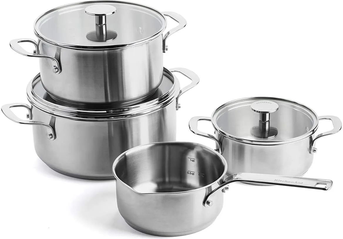 Набор стальных кастрюль KitchenAid 7 предметов