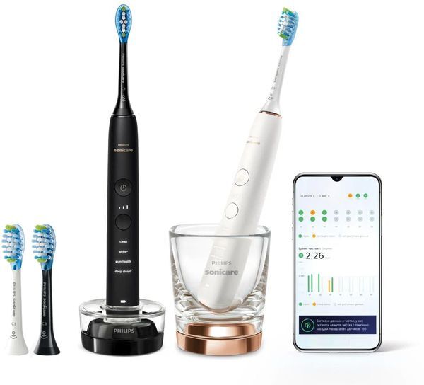 Звуковая зубная щетка Philips DiamondClean 9000 HX9914/61, черный/розовое золото