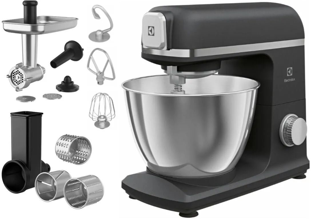 Планетарный кухонный комбайн Electrolux E5KM1-6GBP, 1200 Вт, 5 л, черно-серебристый