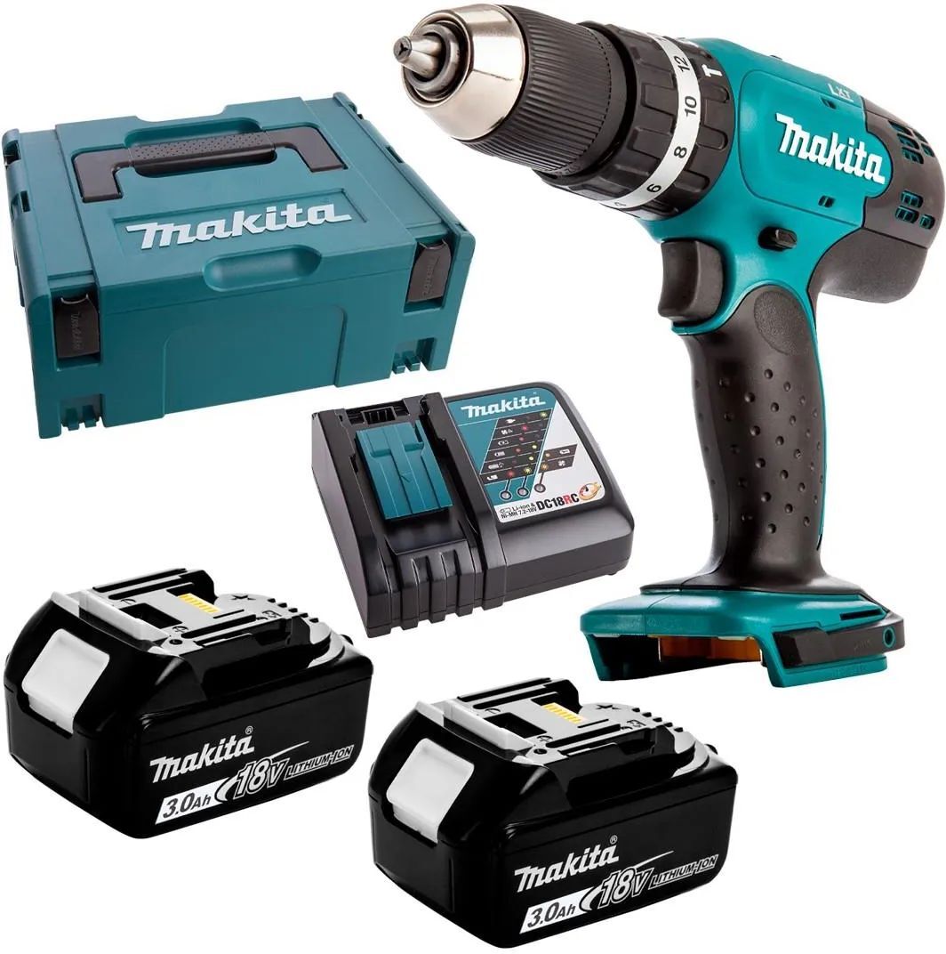Ударная дрель Makita DHP453RFJ 18V LXT с АКБ 2x3,0 Ah и ЗУ