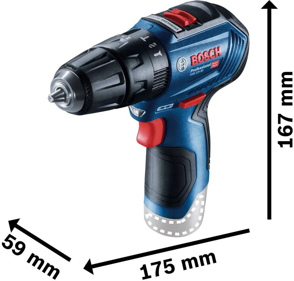 Аккумуляторная ударная дрель-шуруповерт Bosch GSB 12V-30 Professional 06019G9102