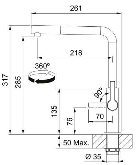 Кухонный кран Franke Maris Slim L pull-out 115.0728.393, хром