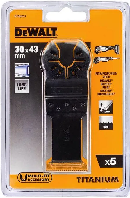 Набор пильных полотен для реноватора (5 шт.) DeWalt DT20727, 30x43 мм