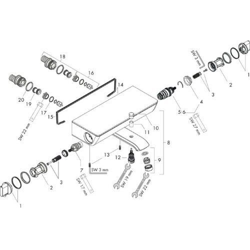 Смеситель для ванны Hansgrohe Ecostat Select 13141000