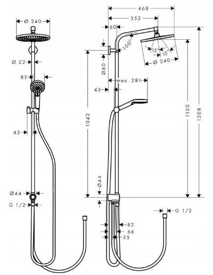 Душевой набор Hansgrohe Crometta S 240 1jet Reno, EcoSmart 9 L Min 27270000