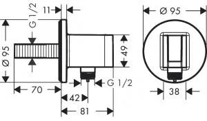 Подключение шланга Hansgrohe FixFit S, черный матовый 26888670