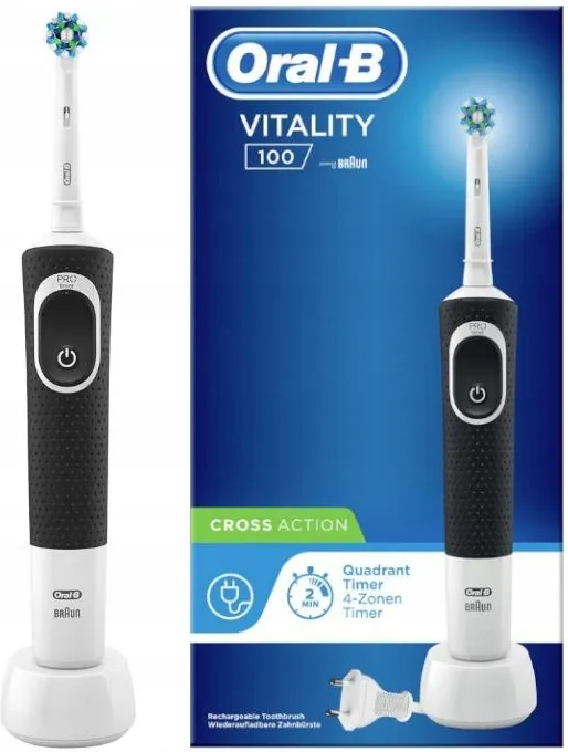 Электрическая зубная щётка Oral-B Vitality 100, набор с насадками, футляром и аксессуарами