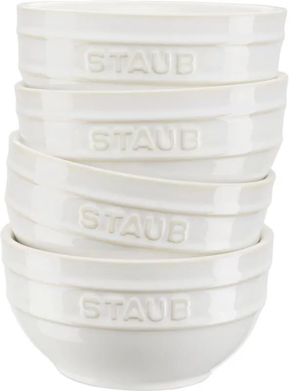 Набор из 4 круглых мисок Staub 12 см слоновая кость