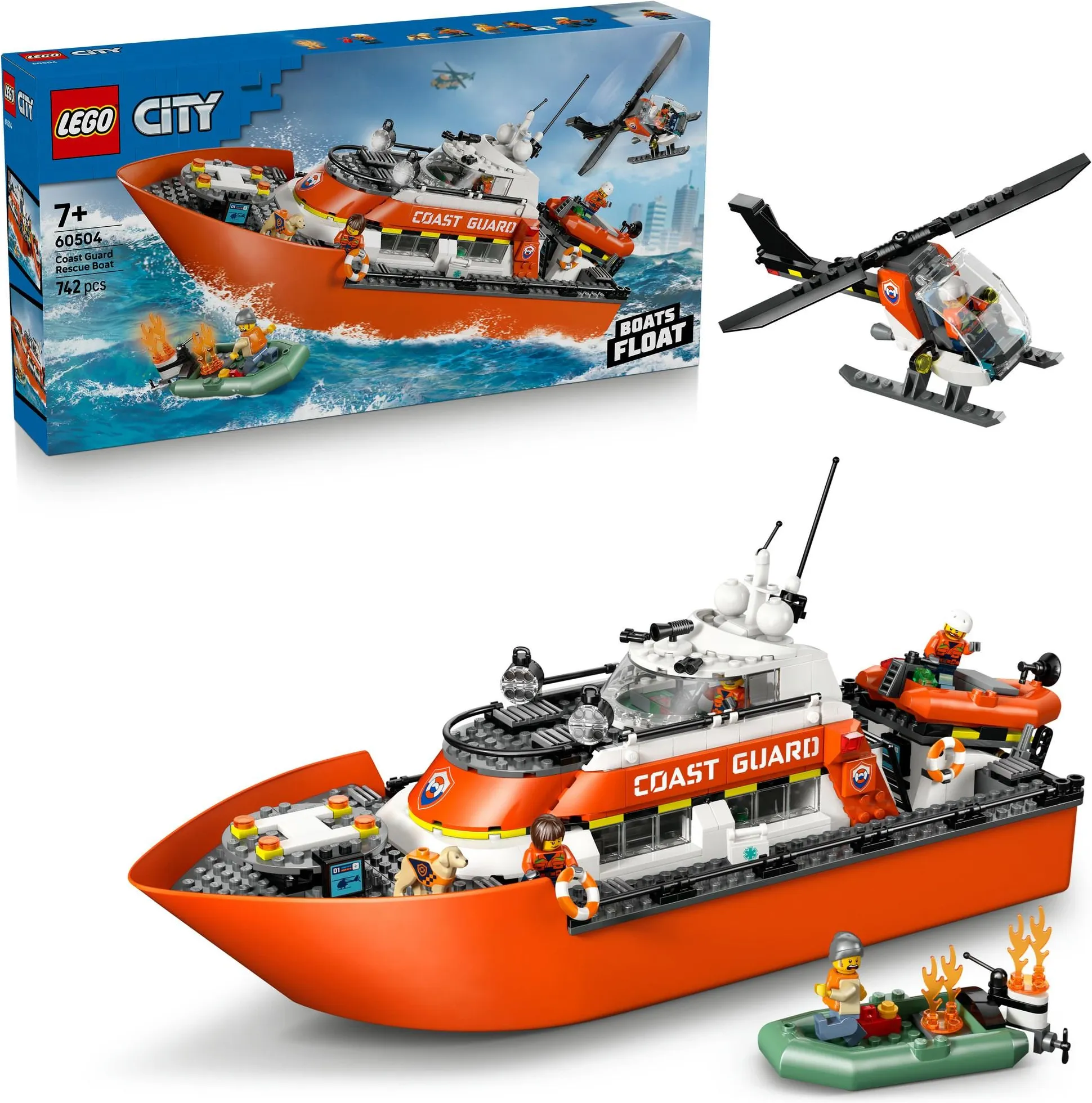 Конструктор LEGO City 60504 Спасательная лодка и вертолёт береговой охраны