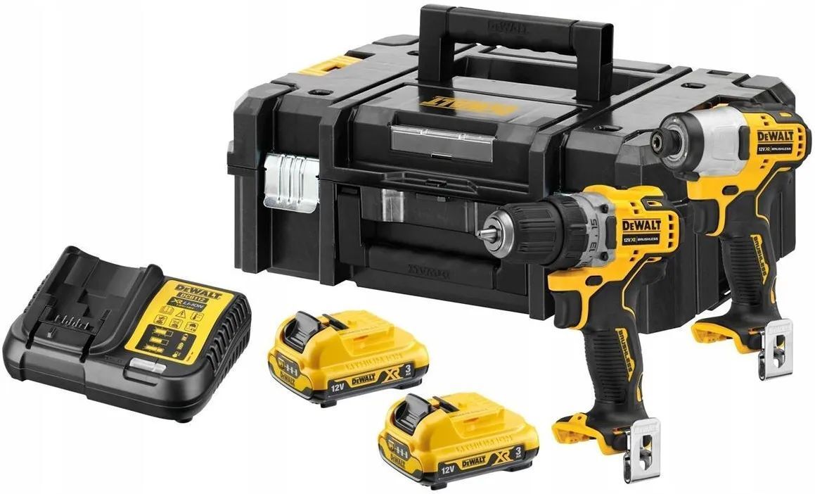 Набор инструментов DeWalt DCK2110L2T (дрель-шуруповерт DCD701, ударный шуруповерт DCF801), с 2хАКБ и ЗУ, в кейсе