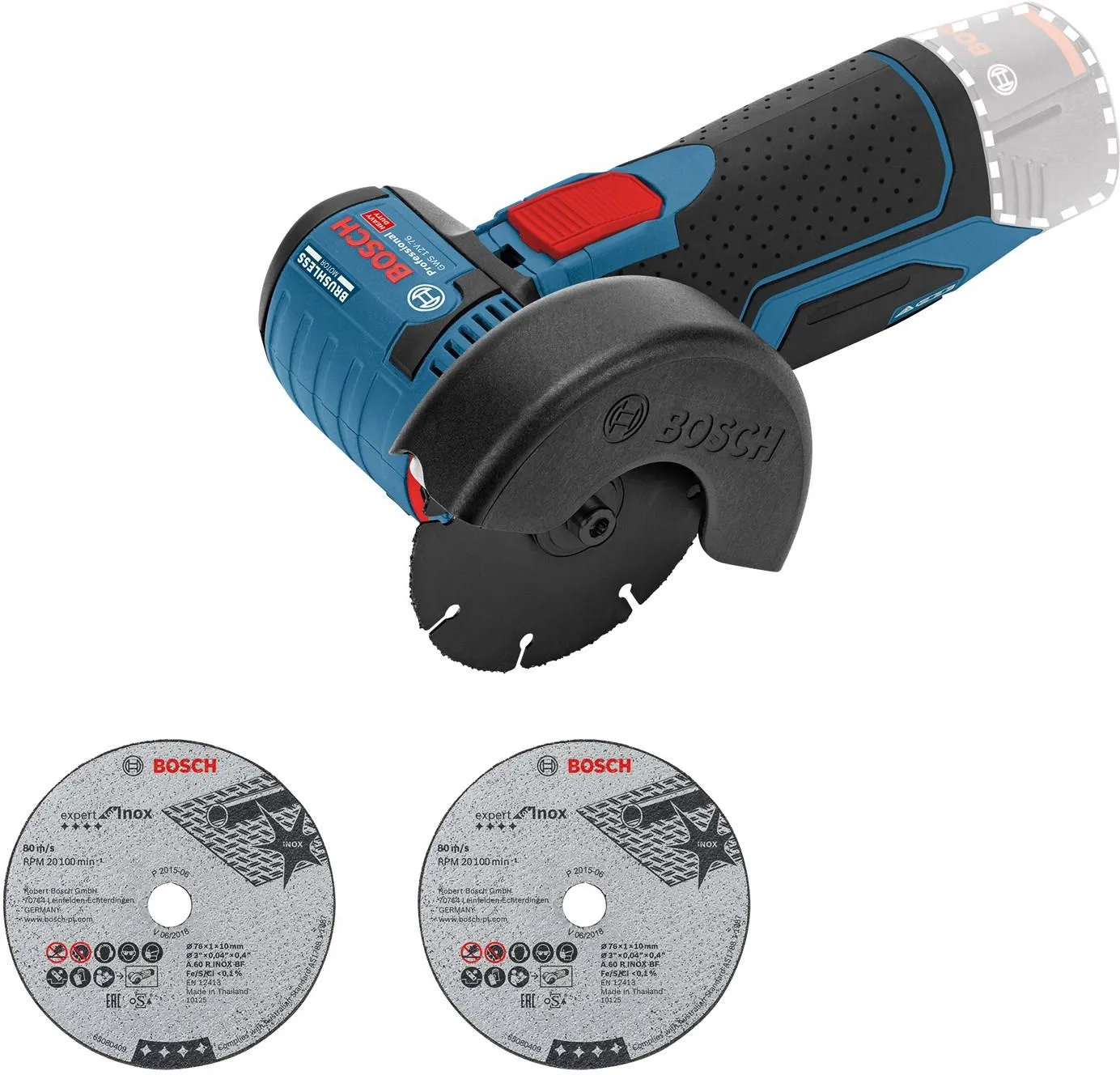 Аккумуляторная угловая шлифовальная машина Bosch GWS 12V-76 Professional 06019F2000