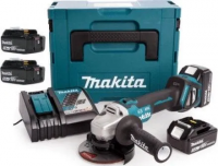 Аккумуляторная угловая шлифовальная машина Makita DGA513RT3J 18 В, 3×5,0 А·ч АКБ, ЗУ, кейс Makpac