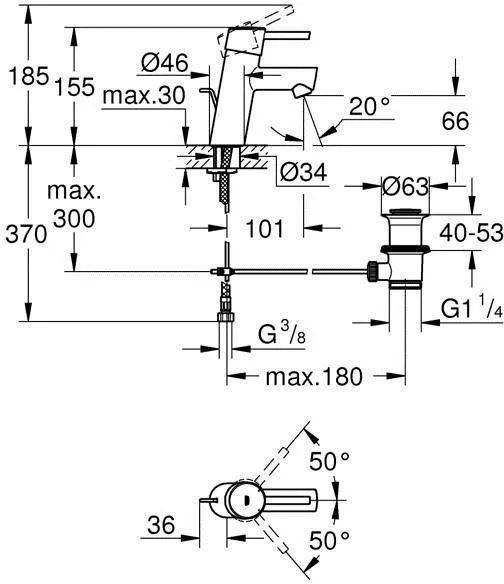 Смеситель для умывальника GROHE Concetto 32204001