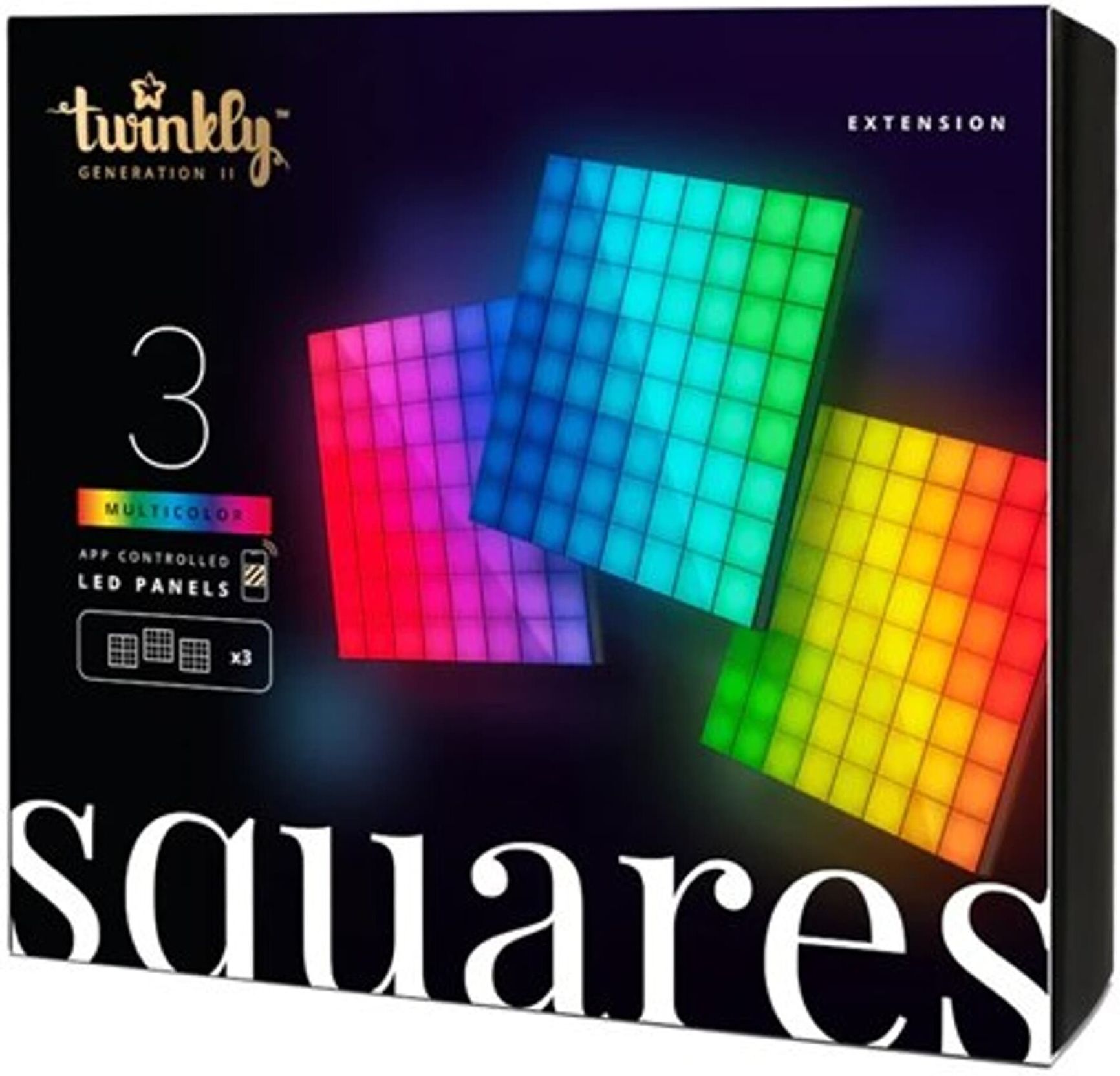 Светодиодная панель Twinkly Squares RGB, 3 шт., 16x16 см, 8056326679064