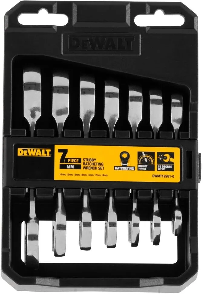 Набор коротких трещоточных ключей (10-19 мм, 7 шт.) DeWalt DWMT19261-0