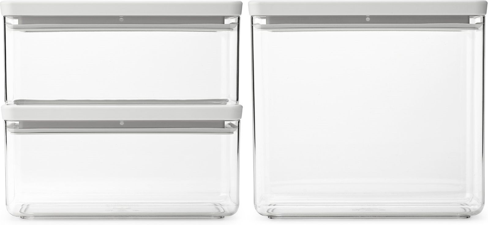 Набор прямоугольных контейнеров для хранения Brabantia Tasty+ 230806, 2 × 1,5 л + 3,5 л, 3 предмета, светло-серый