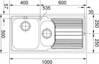 Кухонная раковина Franke Logica LLX 651-100 101.0085.812, нержавеющая сталь, левый слив