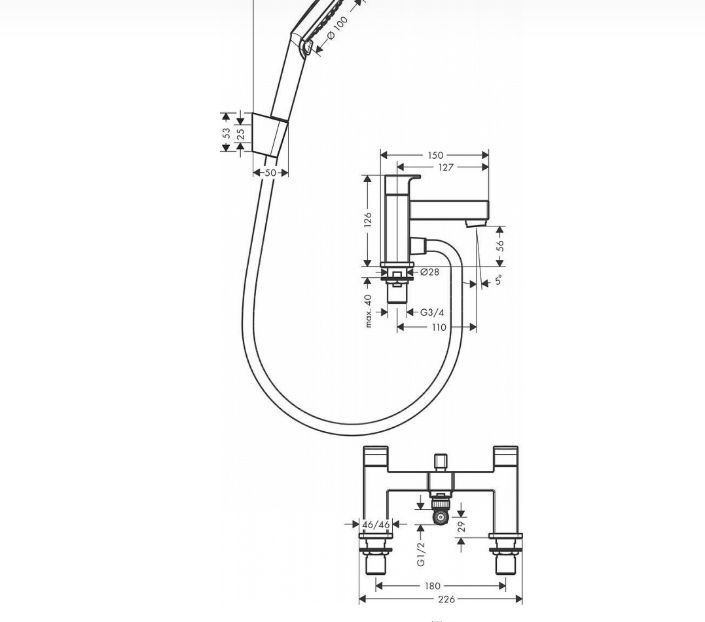 Смеситель для душа Hansgrohe Vernis Shape 71462670 черный матовый