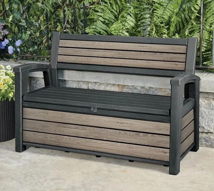 Садовый ящик-лавка Keter Deco Garden 227L Ashwood