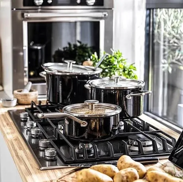 Ковш эмалированный KitchenAid Enamel 2,4 л, 20 см, с крышкой, Onyx Black CC003288001
