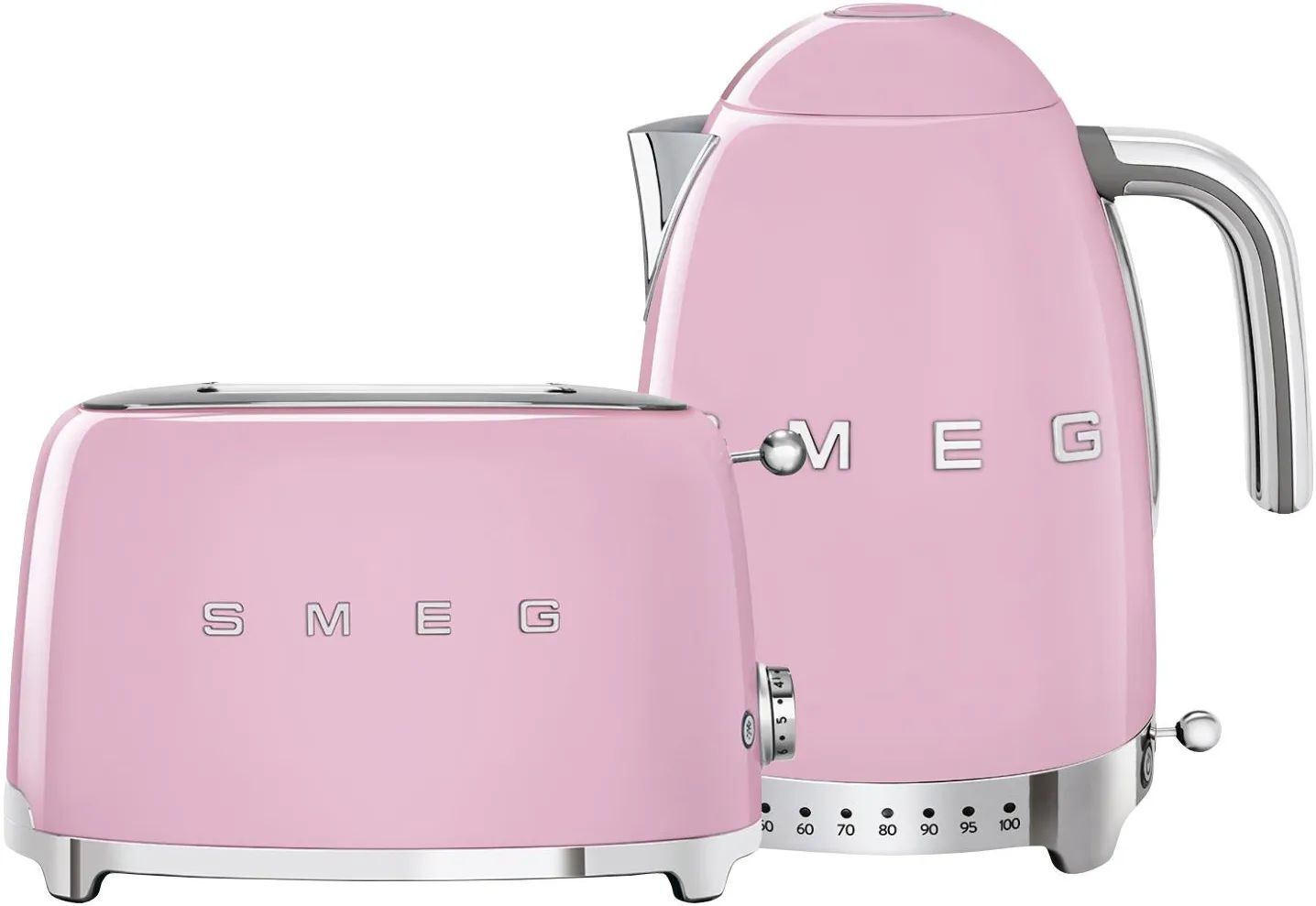 Набор тостер+чайник SMEG TSF01PKEU + KLF04PKEU розовый
