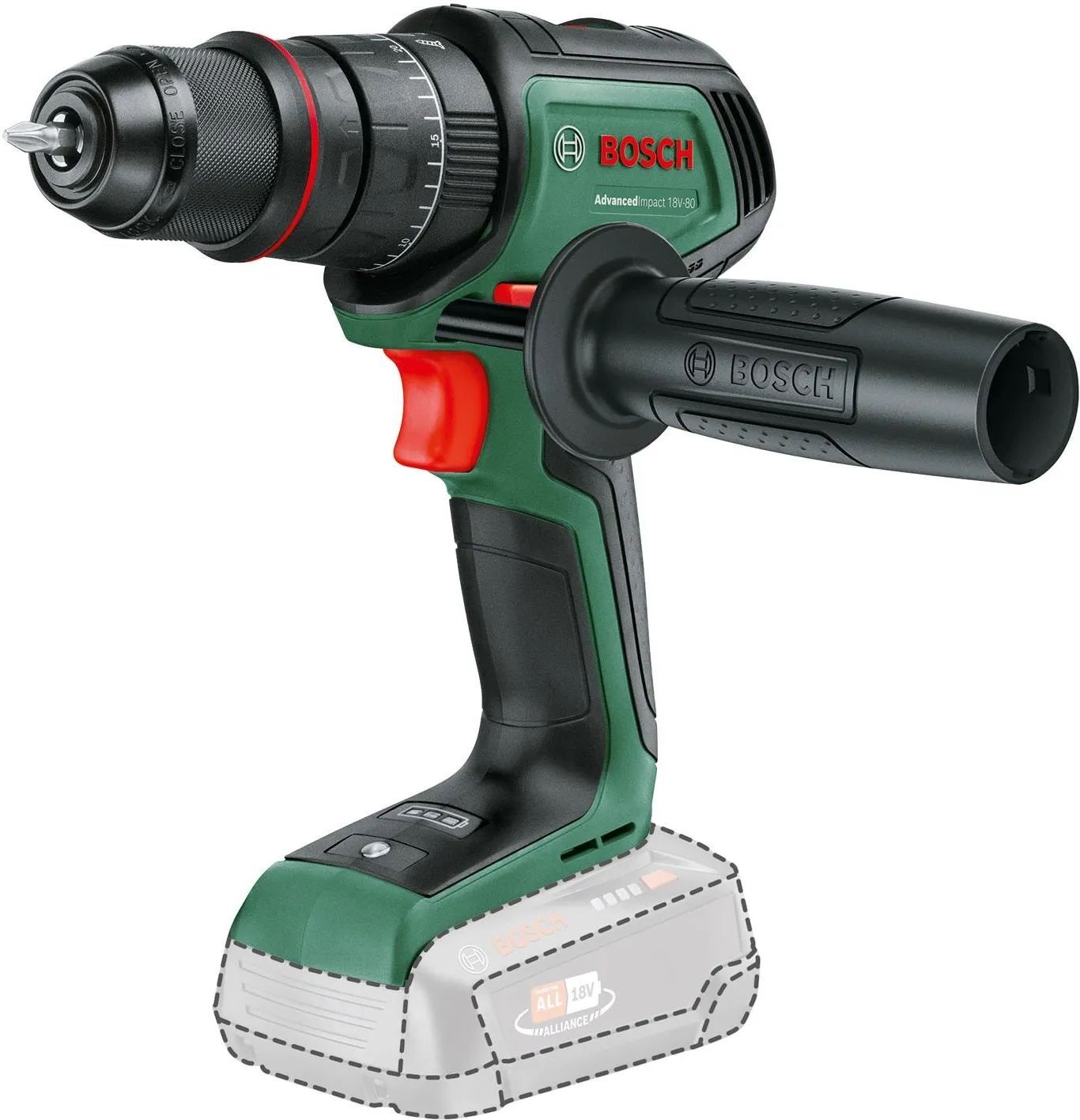 Аккумуляторная ударная дрель Bosch AdvancedImpact 18V-80 QuickSnap (06039E2103)
