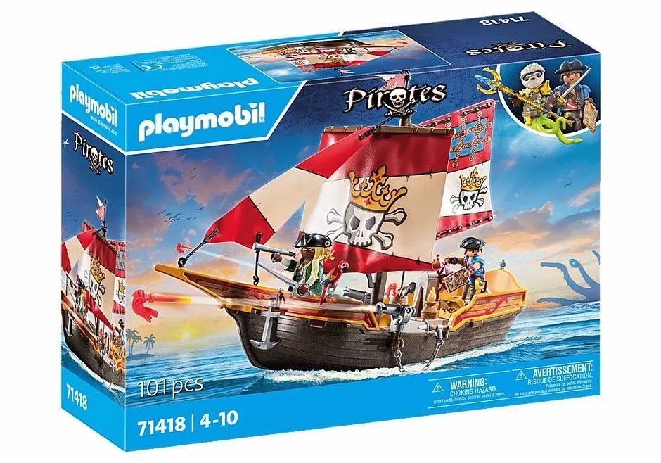 Пластиковый конструктор Playmobil Пираты 71418 Пиратский Корабль