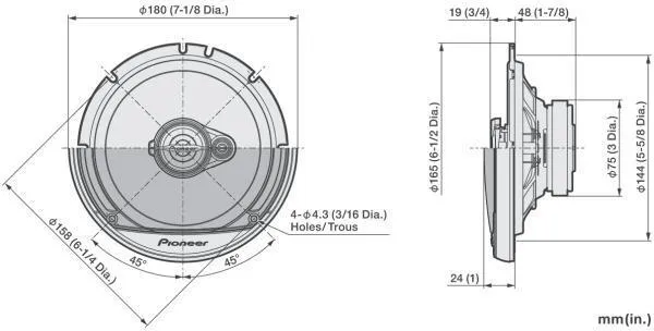 Автомобильные колонки Pioneer TS-A1671F 6.5", 3-полосные, коаксиальные