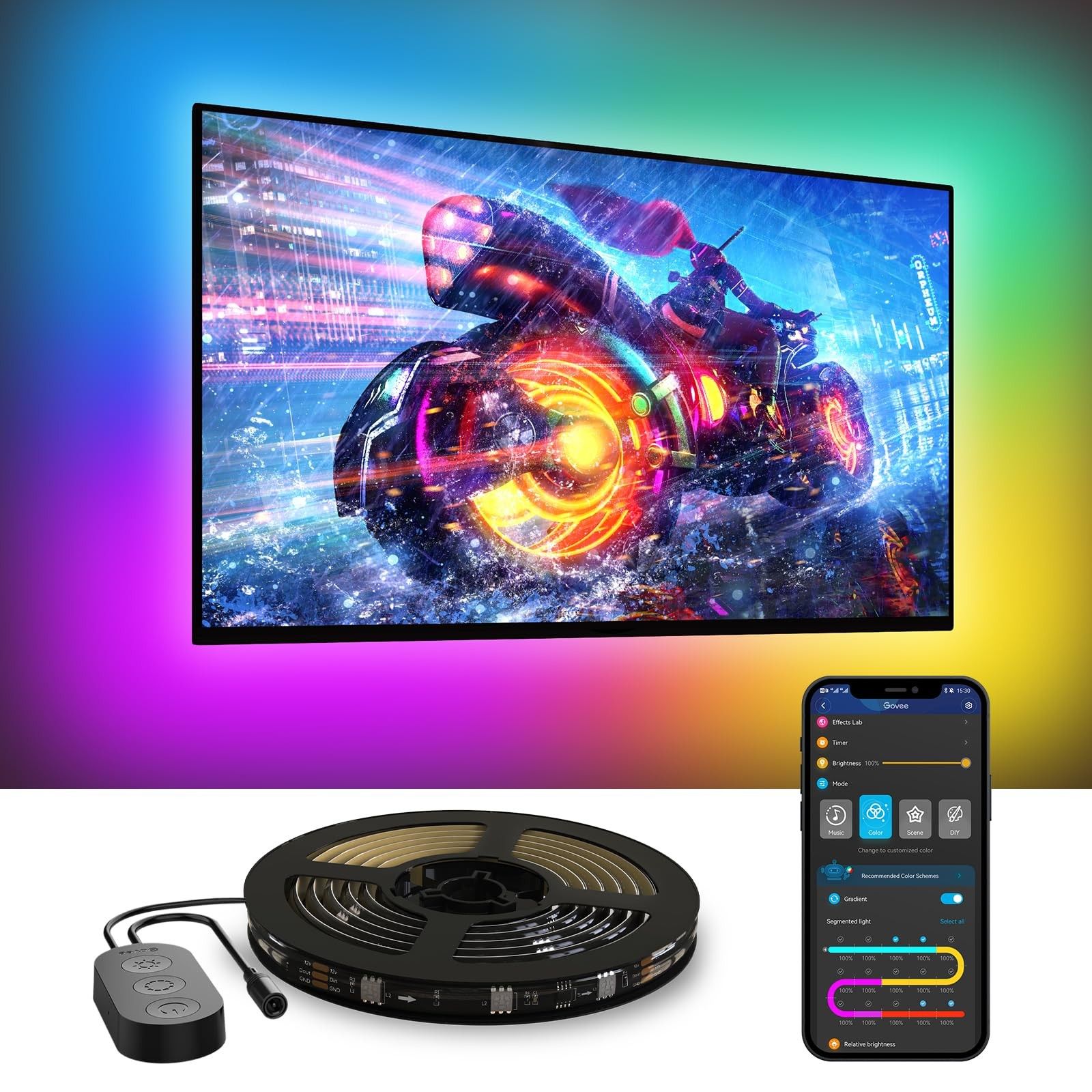 Светодиодная лента Govee RGBIC H61683D1DE 0810088347115, многоцветная, 38 м