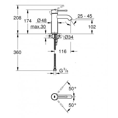 Смеситель Grohe Essence S Brushed Hard Graphite (24172AL1)