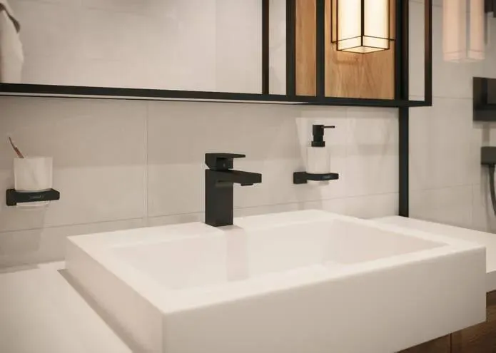 Дозатор для мыла Hansgrohe Addstoris, черный матовый/стекло 41745670