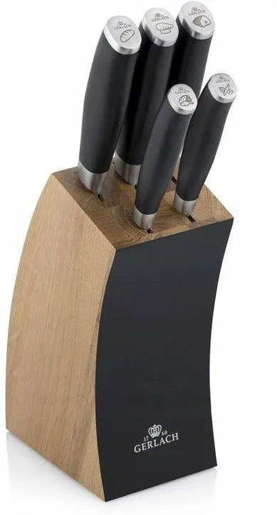 Набор ножей Gerlach Deco Black в блоке, 5 шт. с точилкой