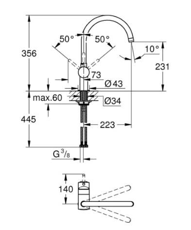 Смеситель Grohe Vento сталь 30427Dc0