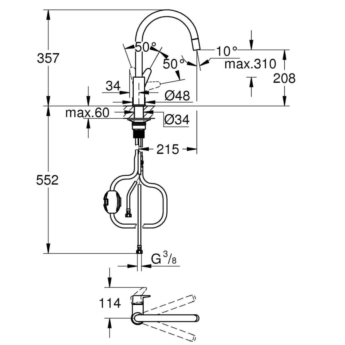 Кухонный смеситель Grohe Start Curve хром 30562000