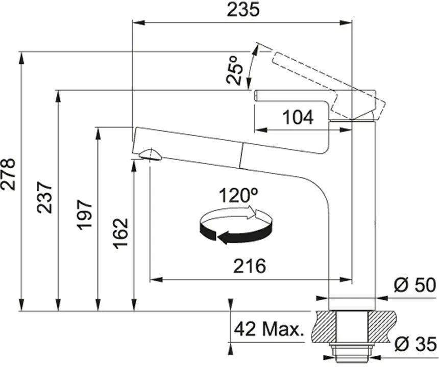 Кухонный кран Franke Centro pull-out 115.0621.592, черный матовый
