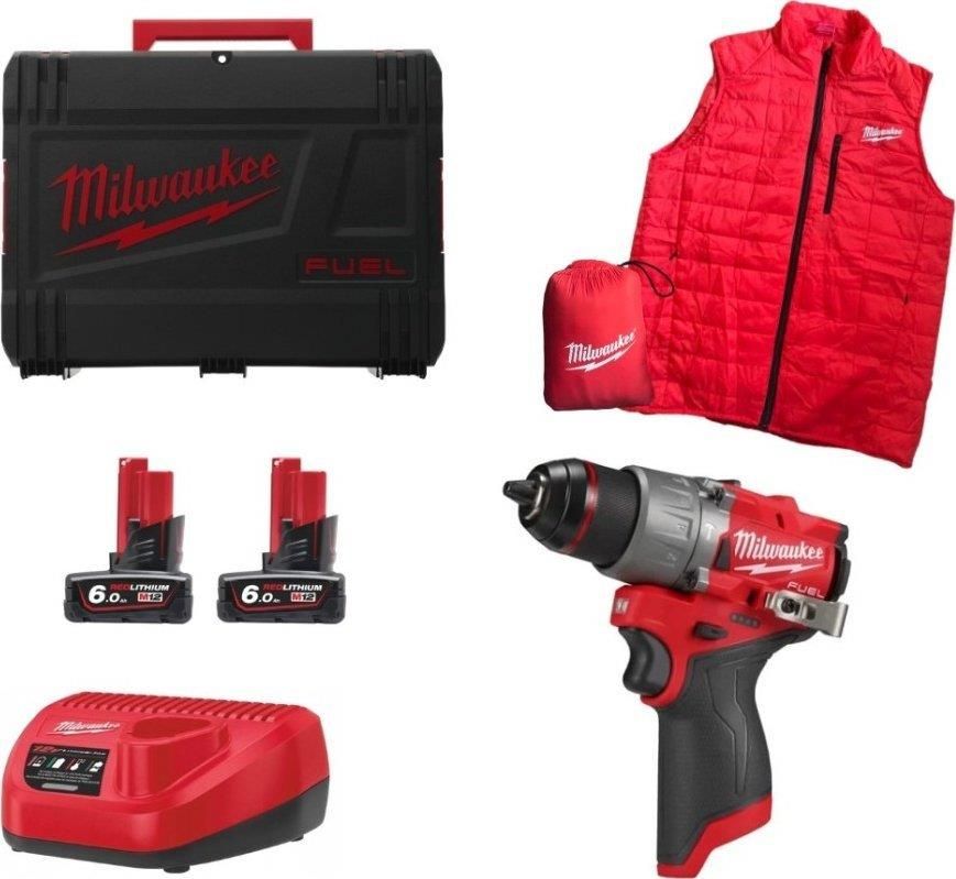 Комплект Milwaukee M12 FPD2MC-602X и куртка 4933499463 2х6,0 Ач в кейсе HD Box с АКБ и ЗУ