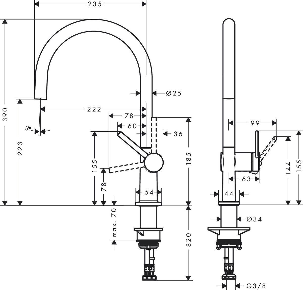 Смеситель для кухни Hansgrohe Talis 220 72804800 Сталь
