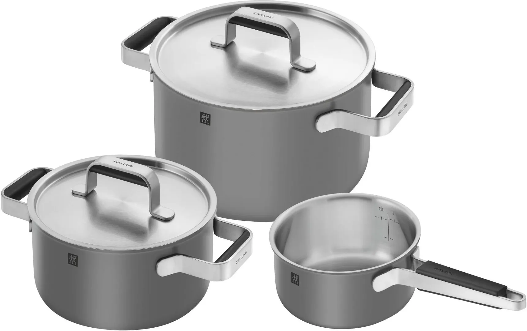 Набор кастрюль (3 предмета + 2 крышки) ZWILLING Pure Gray 1028809