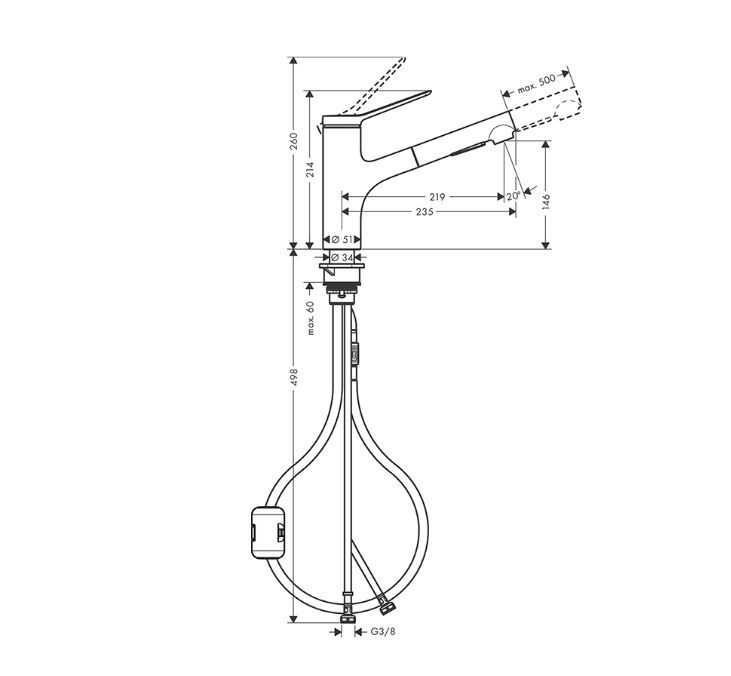 Кухонный смеситель Hansgrohe Zesis M33 Черный Матовый 74820670
