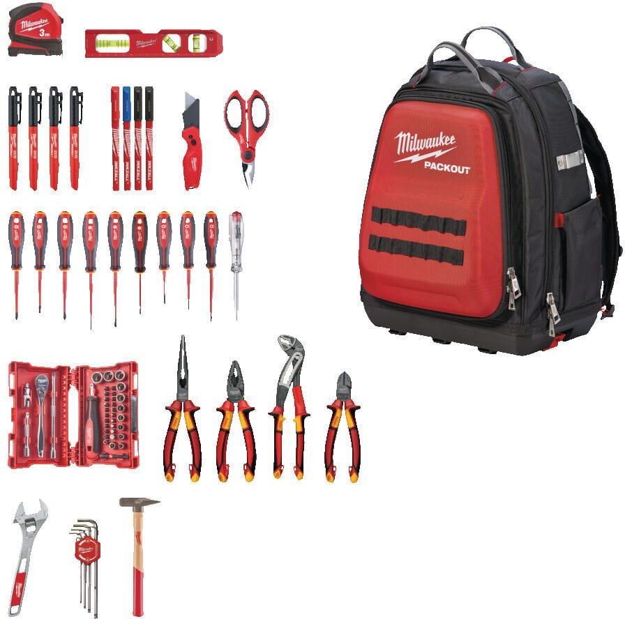 Набор ручных инструментов электрика Milwaukee 76 шт. рюкзак 4932498407