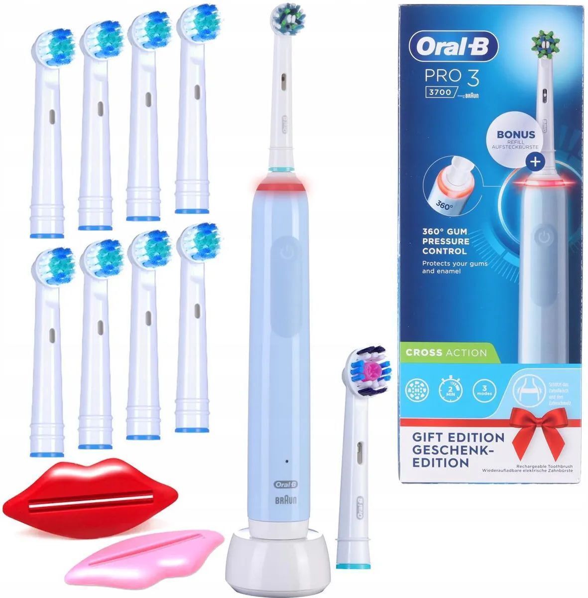 Электрическая зубная щетка Oral B Pro 3 3700 Cross Action с дополнительной насадкой 3D White