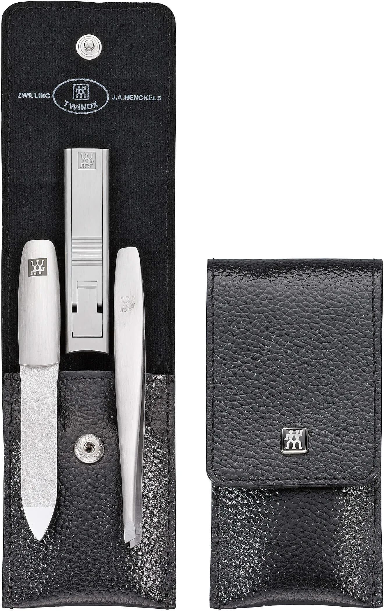 Маникюрный набор из 3 предметов с чехлом из кожи Zwilling Twinox 971190040 черный