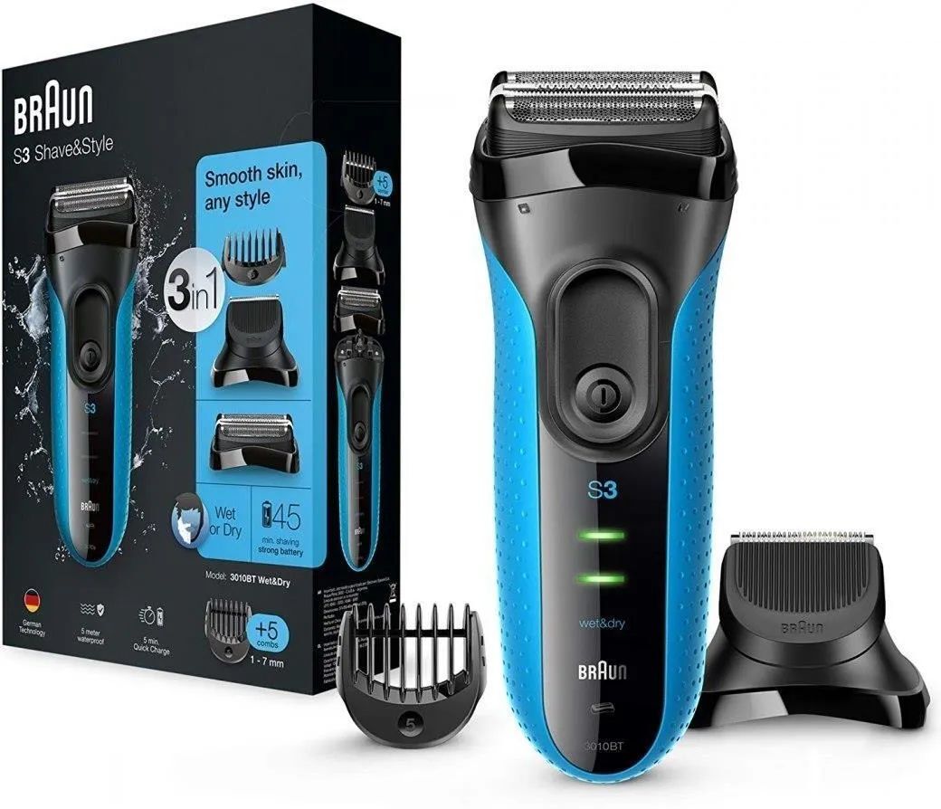 Электробритва Braun Series 3 3010BT BK/BLU