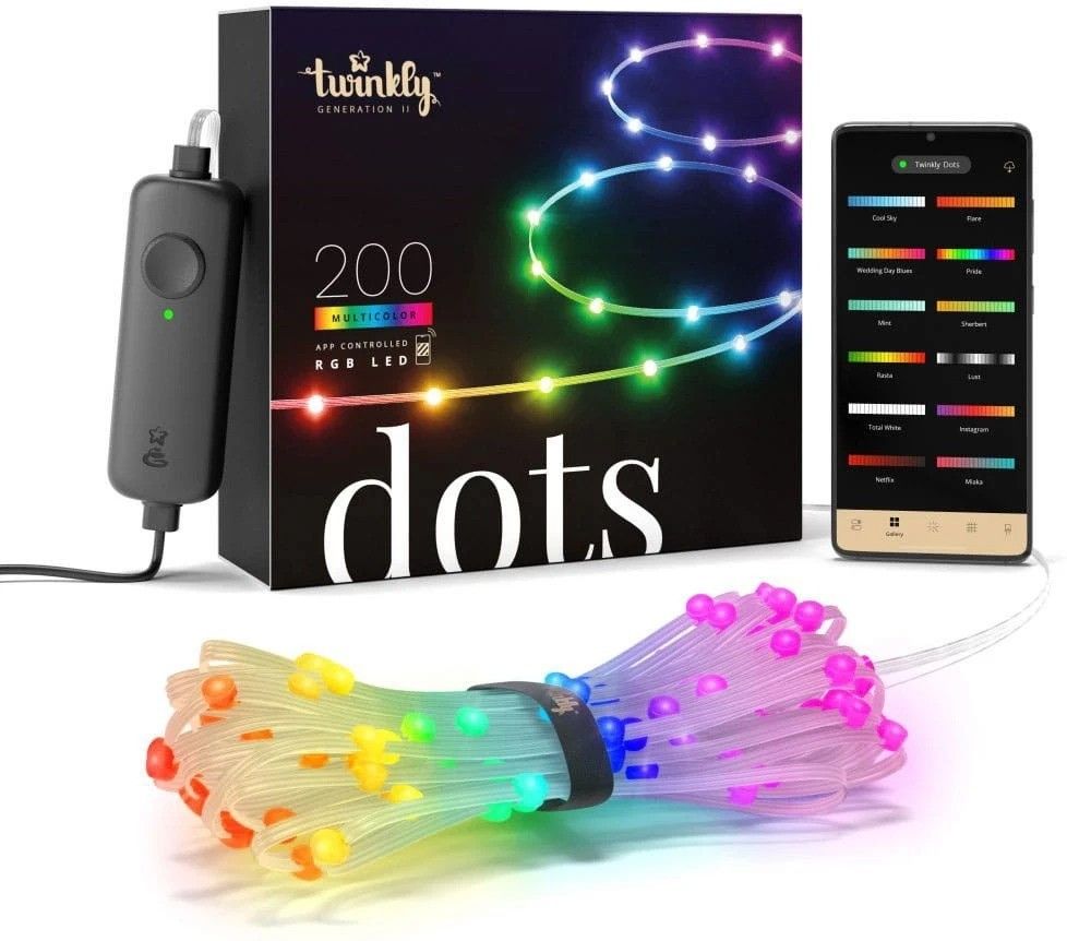 Светодиодная лента Twinkly Dots 200 LED RGB 10M Transparent 350