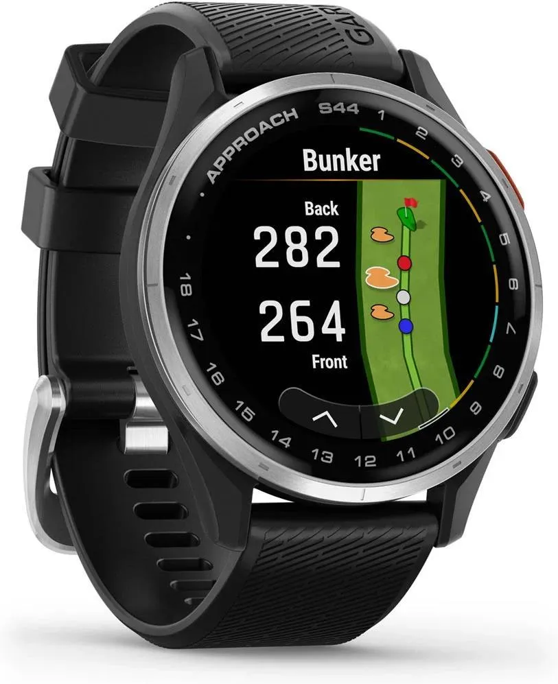 GPS-часы Garmin Approach S44, Серебристый с чёрным ремешком