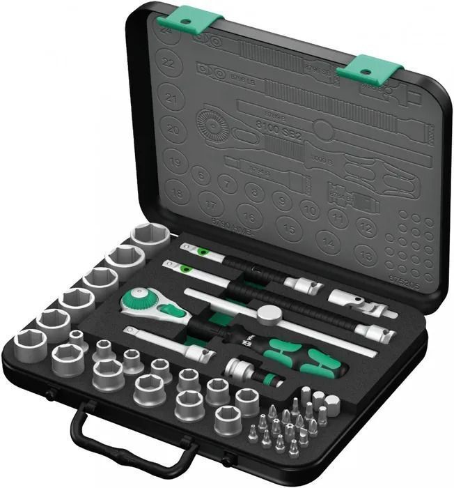 Набор Wera 05003594001 Zyklop Speed 8100 SB 2 с трещоткой , 3/8