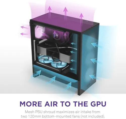 Корпус NZXT H5 Flow, Mid-Tower ATX, чёрный, 2×120 мм