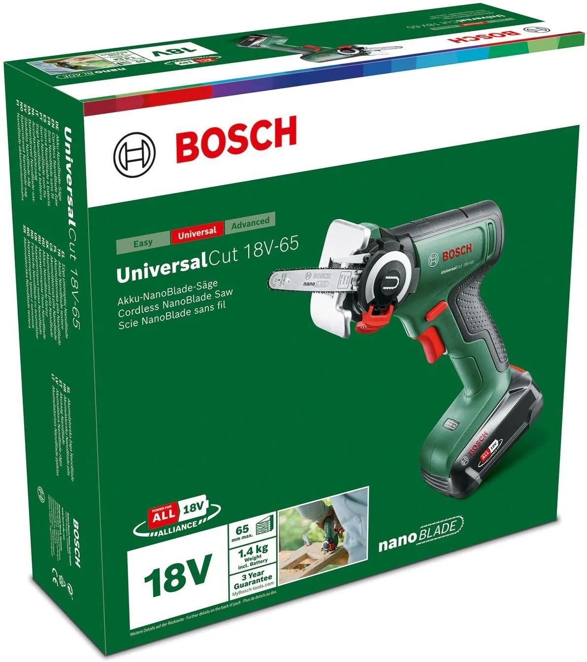 Аккумуляторная сабельная пила Bosch UniversalCut 18V-65 (06033D5202)