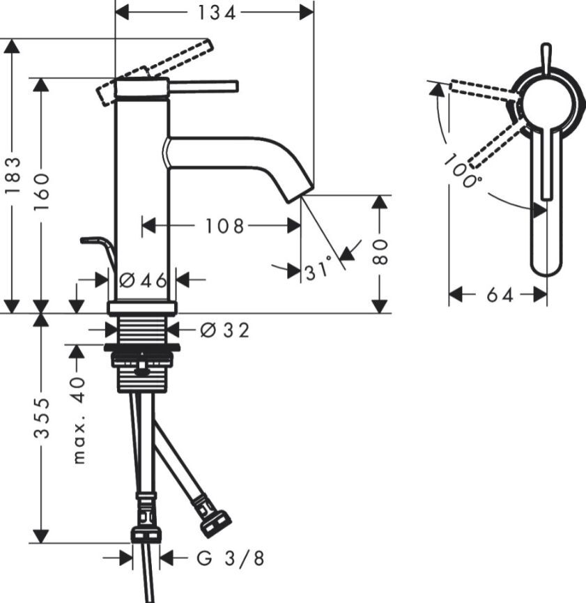 Смеситель для раковины Hansgrohe Tecturis S 73305700 Белый Матовый